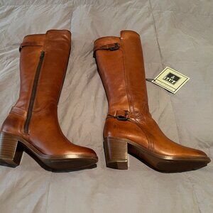 Frye Janis Shield Tall Tan Leather Western Boots - Size 7M